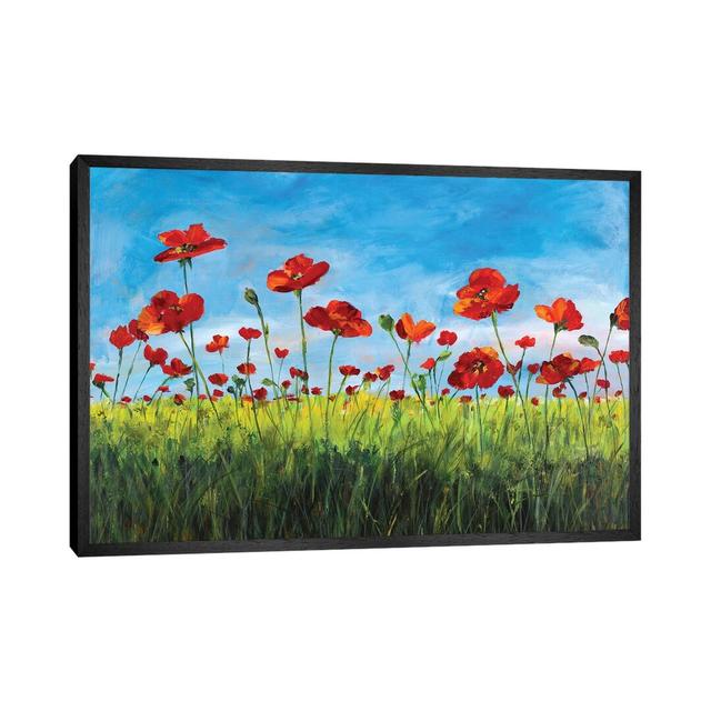 'Wild Poppies' by Julie Derice - Floater Frame Graphic Art Print on Canvas Ebern Designs Frame Option: Black Framed, Size: 101.6cm H x 152.4cm W x 3.8 on Productcaster.