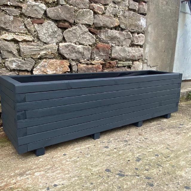 Handmade Wooden Modern Somerset Planter CW Bespoke Planters Size: 40cm H x 60cm W x 60cm D, Colour: Black on Productcaster.