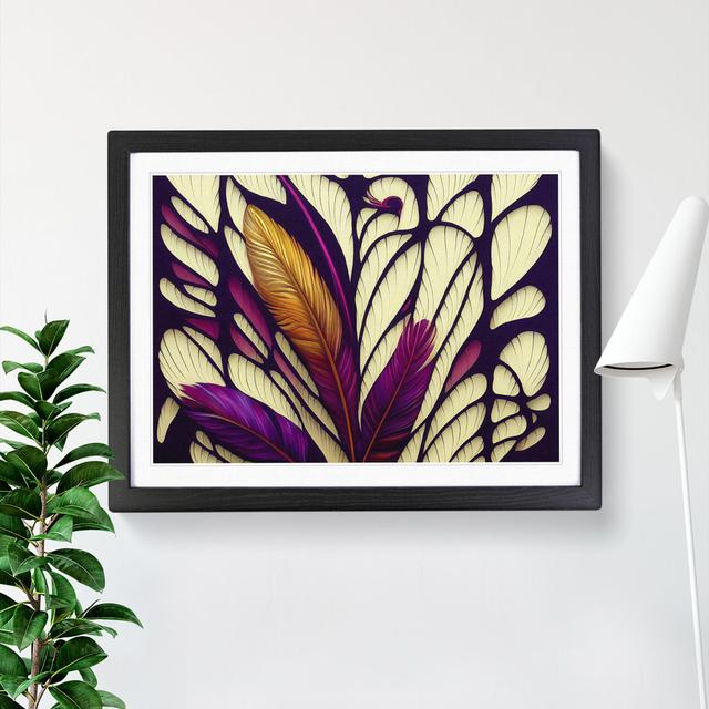 The Pleasing Bird Feathers Abstract - Picture Frame Graphic Art World Menagerie Format: Black, Size: 25cm H x 34cm W x 2cm D on Productcaster.