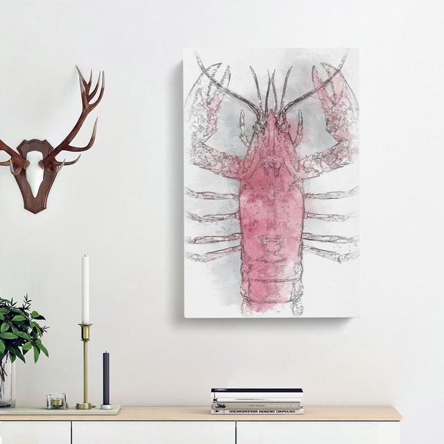 The Pink Lobster - Wrapped Canvas Drawing Print East Urban Home Size: 76cm H x 50cm W x 3cm D on Productcaster.