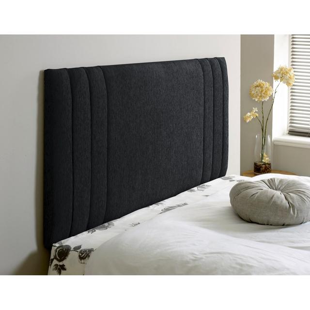 Kimoria Upholstered Headboard 17 Stories Upholstery: Chenille, Size: Small Single (2'6), Colour: Black on Productcaster.