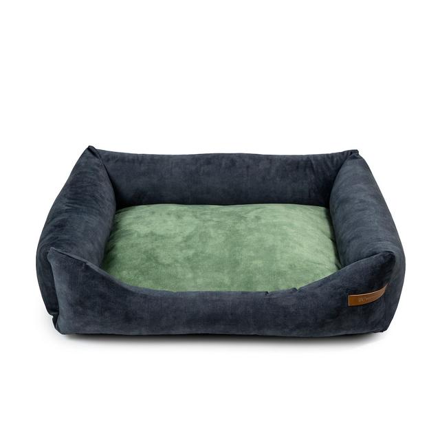 Memory Foam Pet Bed Bolster Cushion Rexproduct Size: 15cm H x 75cm W x 85cm D, Colour: Graphite/Green on Productcaster.