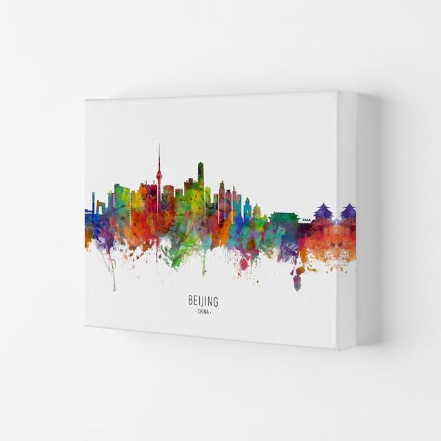 Beijing China Skyline by Michael Tompsett - Graphic Art Print on Paper Ebern Designs Format: Wrapped Canvas, Size: 21cm H x 29.7cm W x 4cm D on Productcaster.