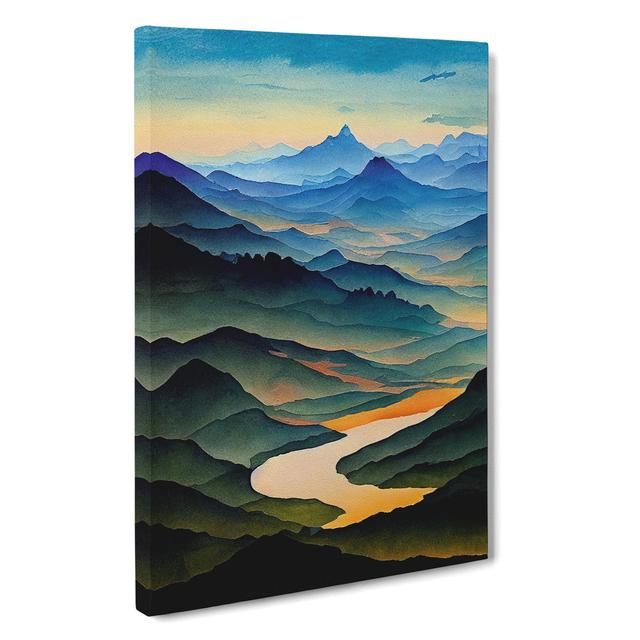 River Landscape Watercolour No.3 - Wrapped Canvas Painting Alpen Home Size: 60cm H x 40cm W x 3cm D on Productcaster.