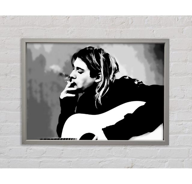 Kurt Cobain Guitar Smoke - Single Picture Frame Art Prints on Canvas Bright Star Size: 100cm H x 141.4cm W x 3.3cm D on Productcaster.