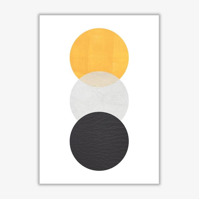 Yellow And Black Abstract Circles - Print East Urban Home Size: 42 cm H x 30 cm W x 1 cm D, Format: No Frame on Productcaster.