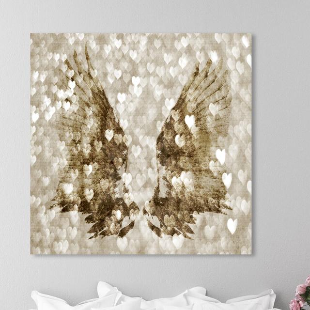 'My Gold Heart Wings' Graphic Art on Wrapped Canvas East Urban Home Size: 109.2 cm H x 109.2 cm W x 3.8 cm D on Productcaster.