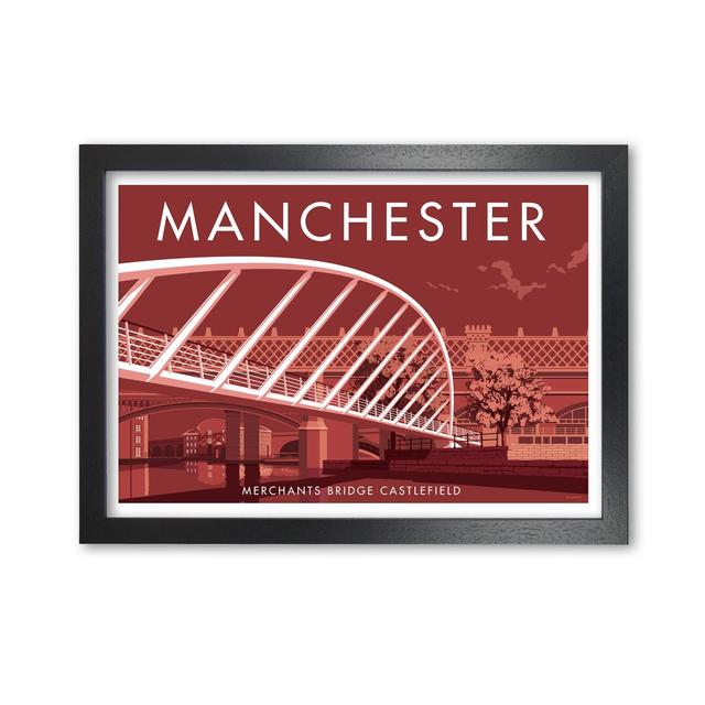 Manchester Merchants Bridge - Graphict Art Print on Paper East Urban Home Frame Options: Black, Size: 42 cm H x 59.4 cm W x 5 cm D on Productcaster.