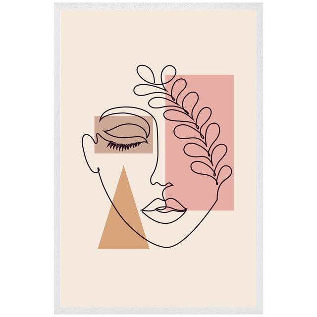 Athenea Minimal Line Drawing Of Womans Face - Print Metro Lane Size: 46cm H x 31cm W x 4cm D, Frame Option: White Framed on Productcaster.