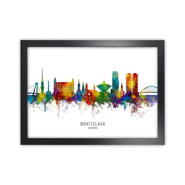 Bratislava Slovakia Skyline by Michael Tompsett - Print Latitude Run Format: Black Framed, Size: 64cm H x 88cm W x 3cm D on Productcaster.