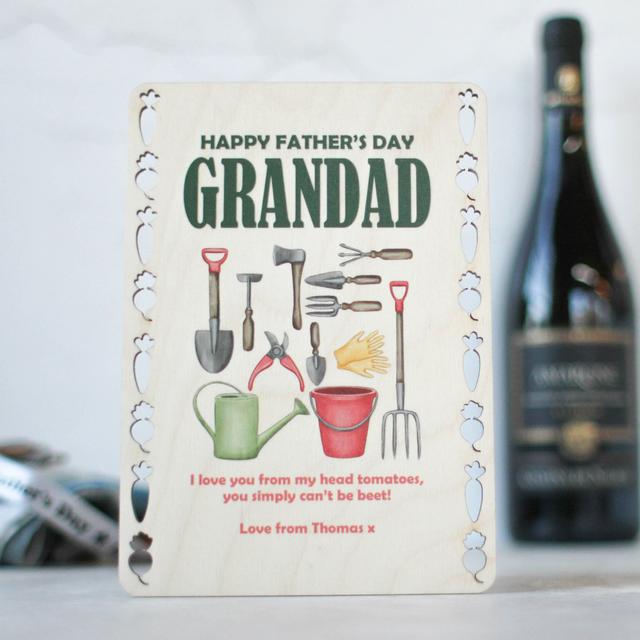 Judeen Personalised Fathers Day Card In Wood, Gardening East Urban Home Customize: Yes on Productcaster.