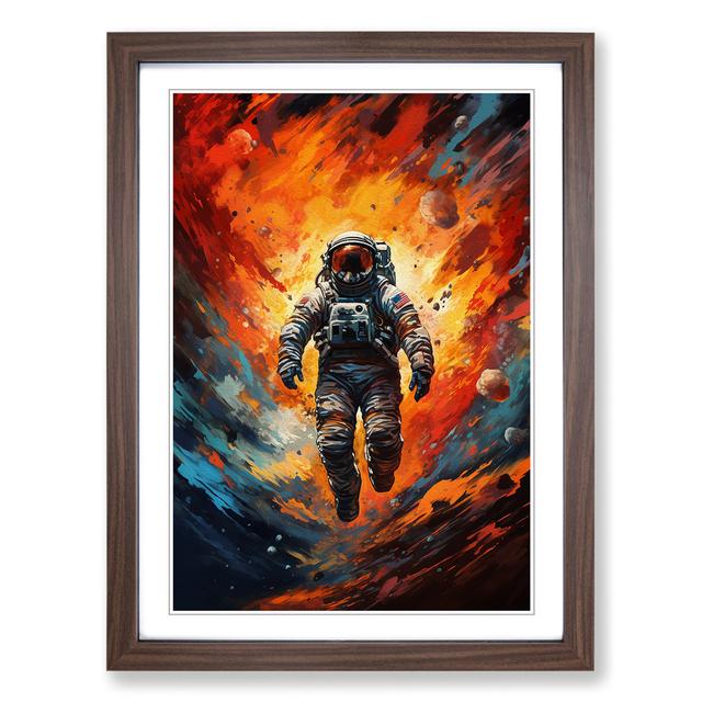 Astronaut Futurism Happy Larry Format: Walnut Framed, Size: 64cm H x 46cm W on Productcaster.