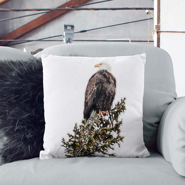 Bald Eagle High In A Tree Square Throw Cushion East Urban Home Backing Colour: Black, Size: 55 x 55 cm on Productcaster.