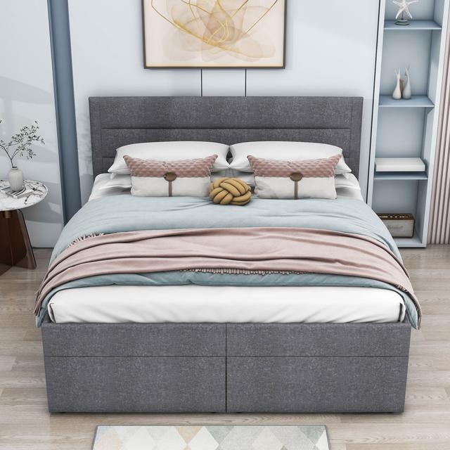 Avianah Upholstered Storage Bed Brayden Studio Colour: Grey, Size: 140 x 200cm on Productcaster.