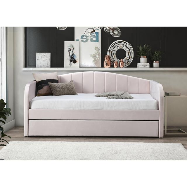 Antoin Upholstered UK Single - DE 90 X 190 Cm Daybed with Trundle Canora Grey Colour: Pink on Productcaster.