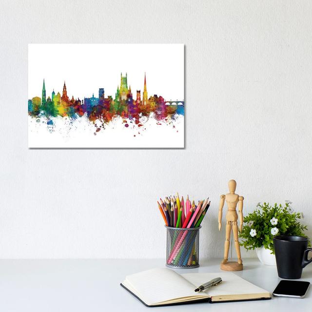 Worcester, England Skyline by Michael Tompsett - Wrapped Canvas Gallery-Wrapped Canvas Giclée Latitude Run Size: 20.32cm H x 30.48cm W x 1.91cm D on Productcaster.