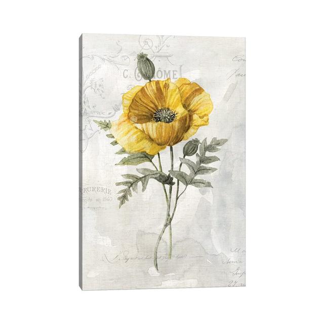 Canary Linen Poppy by Carol Robinson - Graphic Art Print on Canvas August Grove Format: Wrapped Canvas, Size: 30.48cm H x 20.32cm W x 1.91cm D on Productcaster.