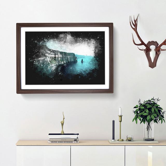 Cliffs of Moher in County Clare - Picture Frame Graphic Art Print East Urban Home Size: 62cm H x 87cm W x 2cm D, Frame Option: Walnut Framed on Productcaster.