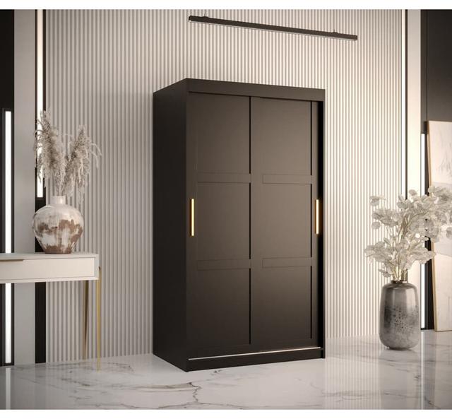 Arnola 2 Door Manufactured Wood Wardrobe Brayden Studio Finish: Black, Size: 200 H x 100 W x 62 D cm on Productcaster.