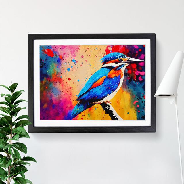 Kingfisher Bird Splashed Vol.1 Abstract - Single Picture Frame Painting ClassicLiving Size: 46cm H x 64cm W x 2cm D, Frame Colour: Black on Productcaster.