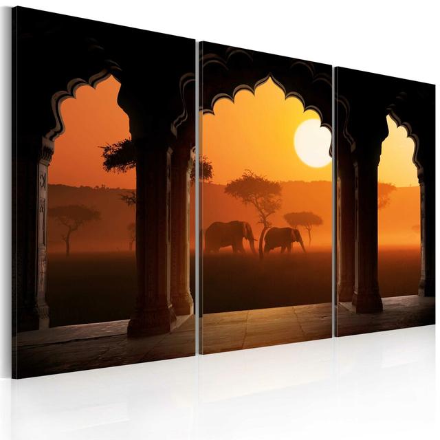 The Tranquillity of Africa - 3 Piece Photographic Print Set on Canvas East Urban Home Size: 80cm H x 120cm W on Productcaster.