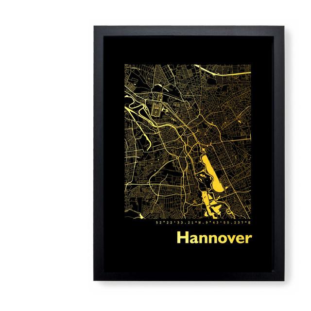 Hannover Map - Picture Frame Graphic Art Print on Paper Brayden Studio Size: 42.5cm H x 32.5cm W x 3.5cm D on Productcaster.