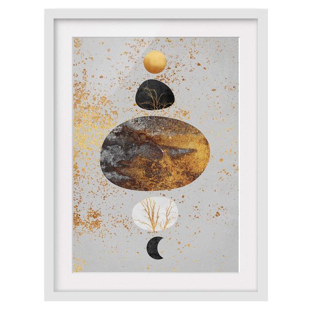 Sun and Moon in Golden Shine - Picture Frame Graphic Art Corrigan Studio Size: 40cm H x 30cm W x 2cm D, Frame Option: White Framed on Productcaster.