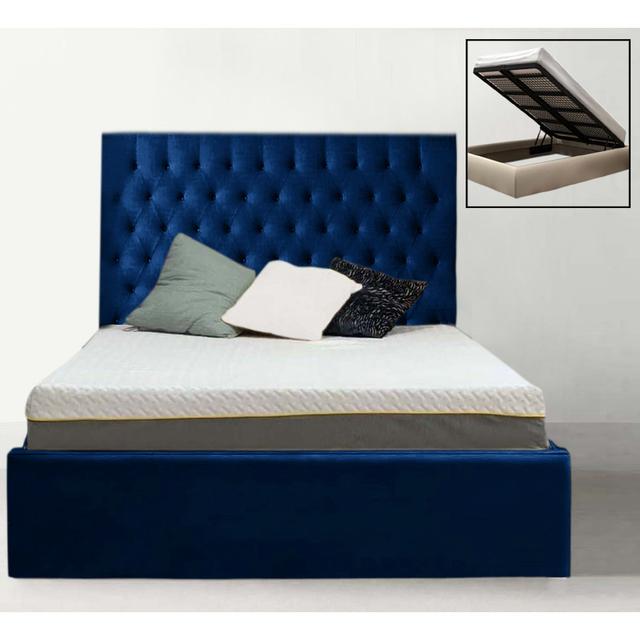 Cuauhtli Storage Bed Rosalind Wheeler Colour: Marine, Size: Double (4'6) on Productcaster.