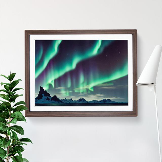 Wondrous Northern Lights - Picture Frame Painting Alpen Home Size: 46cm H x 64cm W x 2cm D, Frame Colour: Walnut on Productcaster.