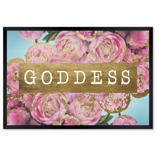 Goddess Florals Gold by Oliver Gal - Typography Print East Urban Home Size: 76cm H x 114cm W x 5cm D, Format: Black Framed on Productcaster.