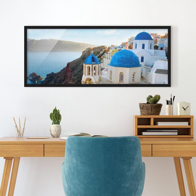 Gerahmtes Poster Santorini ModernMoments Maße: 20 cm H x 50 cm B x 2 cm T, Rahmenauswahl: Schwarzer Rahmen on Productcaster.