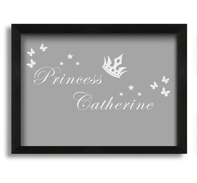 Your Own Name Princess 2 - Picture Frame Typography on Canvas August Grove Colour: Dark Grey, Size: 42cm H x 60cm W x 10cm D on Productcaster.