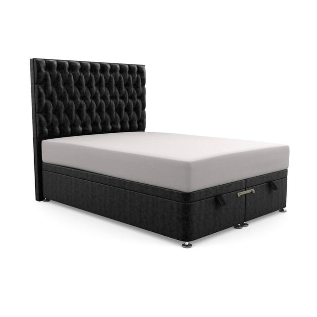 Bolsover Upholstered Ottoman Bed Fairmont Park Upholstery Material: Crushed Velvet, Colour: Crushed Velvet Black, Size: Double (4'6) on Productcaster.