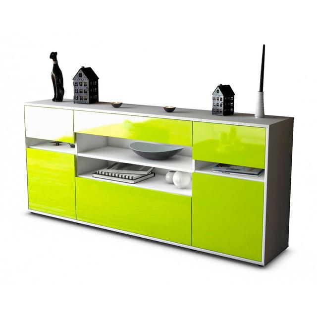 Groover Sideboard Brayden Studio Colour: White/High-gloss green on Productcaster.