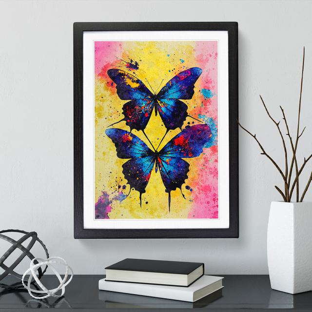 Butterflies Paint Splatter No.3 - Painting Brambly Cottage Size: 66cm H x 48cm W x 2cm D, Format: Black Framed, Matte Colour: White on Productcaster.