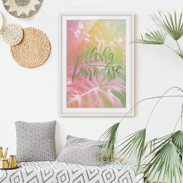 Rainbow - Aloha Paradise - Picture Frame Typography Bay Isle Home Size: 100cm H x 70cm W x 2cm D, Frame Option: White Framed on Productcaster.