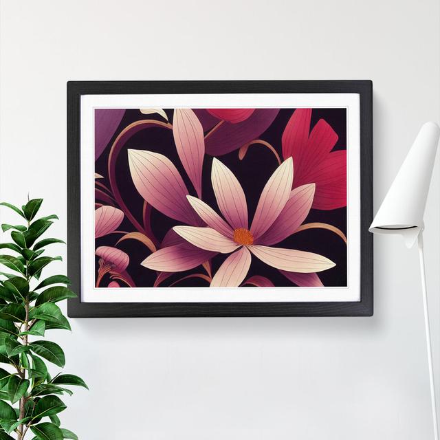 Distinguished Flowers - Picture Frame Painting Marlow Home Co. Size: 46cm H x 64cm W x 2cm D, Frame Colour: Black on Productcaster.