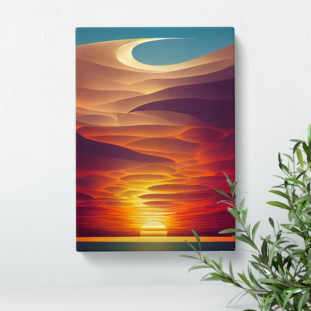 Mystical Abstract Ocean Sunset - Wrapped Canvas Graphic Art House of Hampton Size: 50cm H x 35cm W x 3cm D on Productcaster.