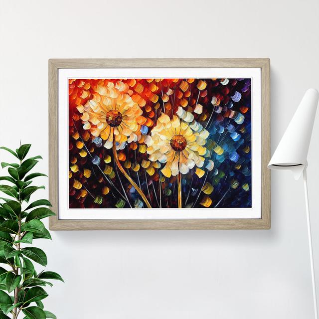 Dandelion Flowers - Picture Frame Graphic Art Marlow Home Co. Frame Colour: Oak, Size: 46cm H x 64cm W x 2cm D on Productcaster.