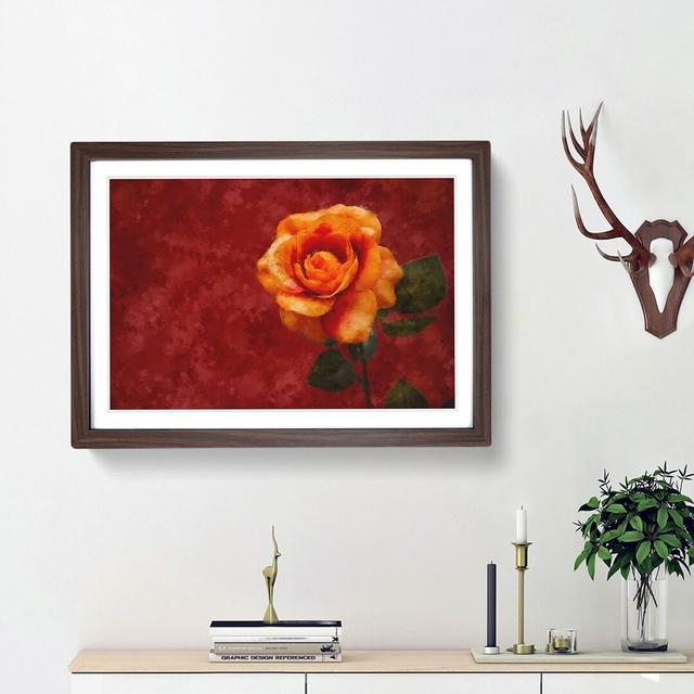 Orange Rose in Bloom - Picture Frame Graphic Art Print East Urban Home Frame Option: Walnut Framed, Size: 62cm H x 87cm W x 2cm D on Productcaster.