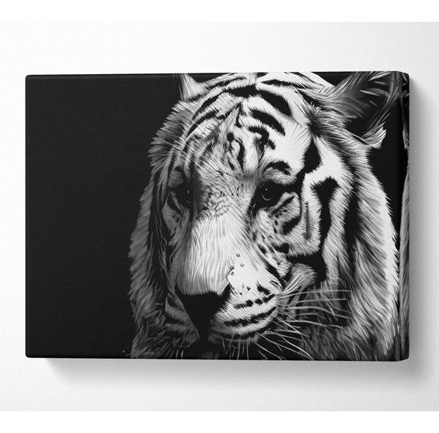 Tiger Black And White - Wrapped Canvas Art Prints Latitude Vive Size: 35.6cm H x 50.8cm W x 10cm D on Productcaster.