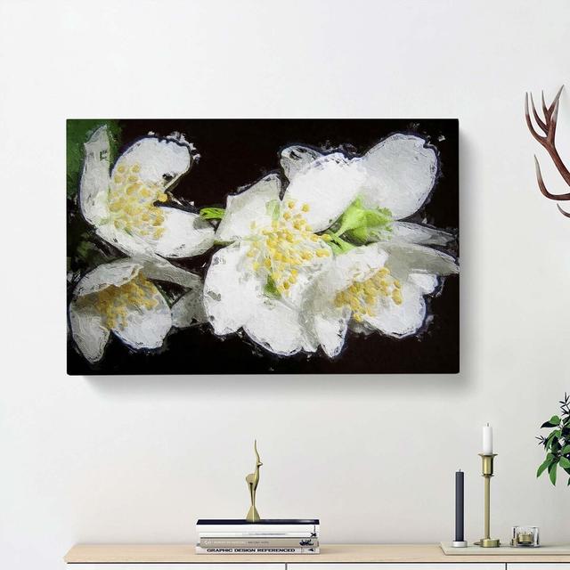 White Jasmine Flowers - Wrapped Canvas Painting Print East Urban Home Size: 40cm H x 60cm W x 3cm D on Productcaster.