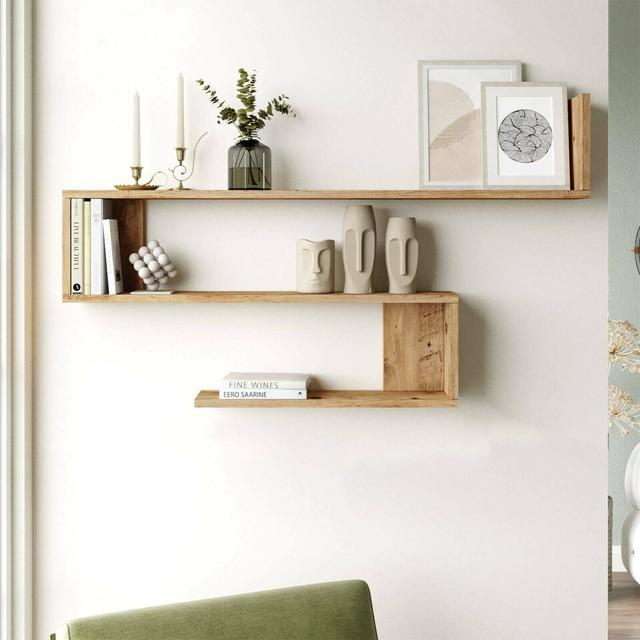 Shelf, Rack, Wall shelf, Multipurpose shelving, 120x15h71 cm, Oak Alpen Home on Productcaster.