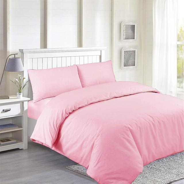 Mealla Microfibre 200 TC Duvet Cover Set 17 Stories Size: Kingsize, Colour: Blush on Productcaster.