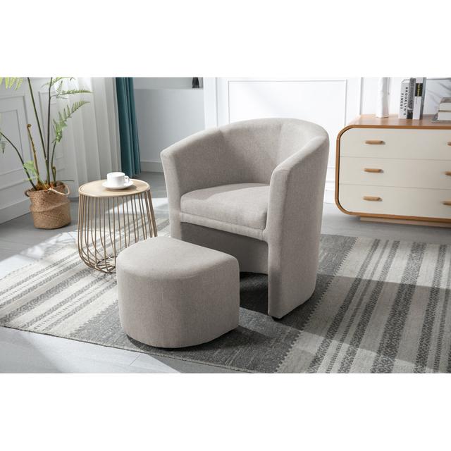 Alleria Fabric Accent Chair with Ottoman Marlow Home Co. Upholstery Colour: Beige on Productcaster.