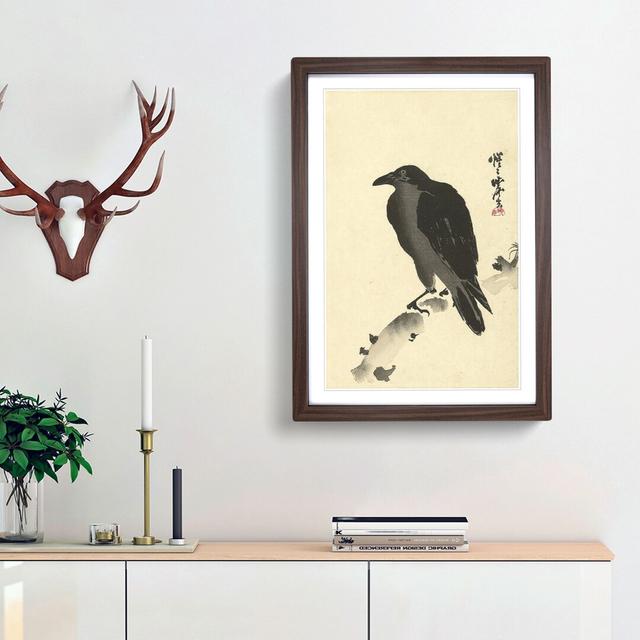 Crow on a Tree Branch by Kawanabe Kyosai - Picture Frame Painting Print East Urban Home Frame Option: Walnut Framed, Size: 48cm H x 36cm W x 2cm D on Productcaster.