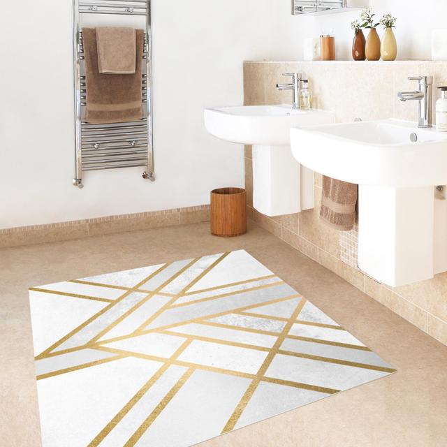 Tharptown Power Loomed Gold/White Rug Canora Grey Rug Size: Square 120cm on Productcaster.