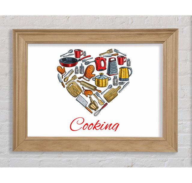 I Love Cooking 1 Gerahmter Druck Ophelia & Co. Größe: 59,7 cm H x 84,1 cm B x 8 cm T, Format: Poster mit Naturholz-Rahmen on Productcaster.