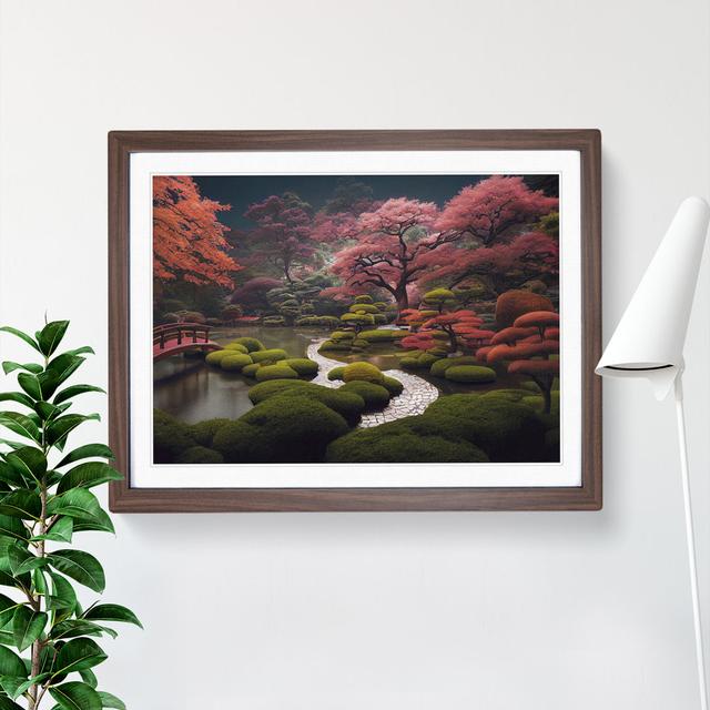 Japanese Garden Pond Vol.5 - Picture Frame Graphic Art 17 Stories Size: 25cm H x 34cm W x 2cm D, Frame Colour: Walnut Framed on Productcaster.