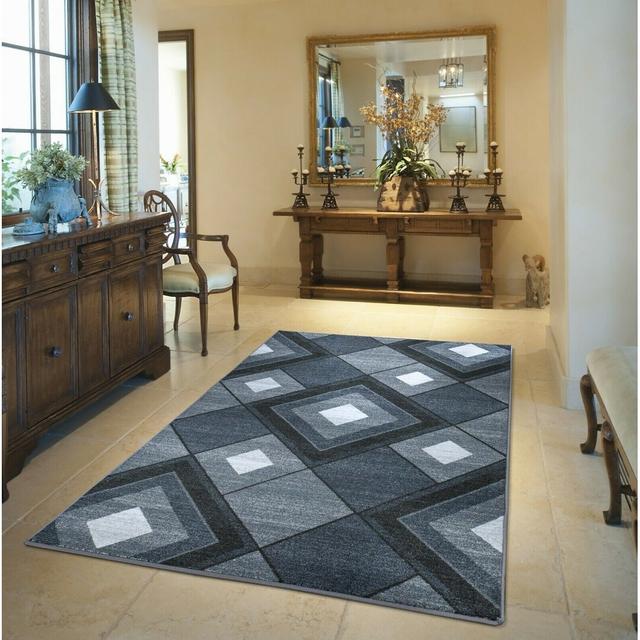 Gibert Geometric Machine Woven Grey Area Rug 17 Stories Rug Size: Rectangle 200 x 290cm on Productcaster.